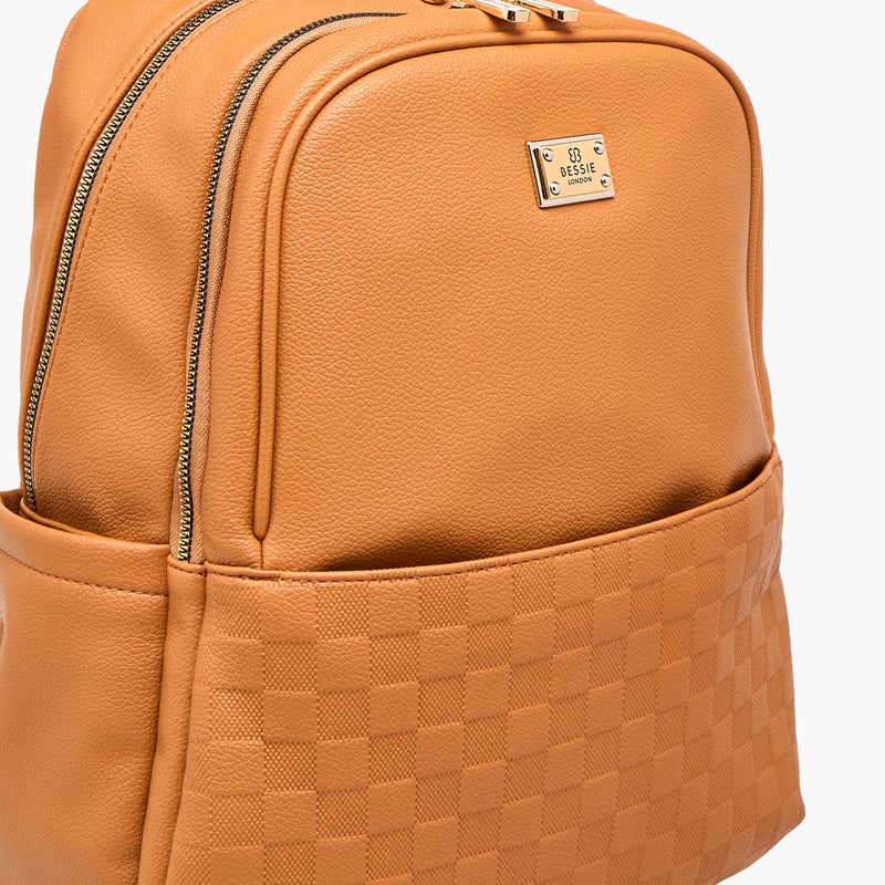 Bessie London Embossed Backpack with Adjustable Shoulder Straps and Zip Closure - 29x37x19 cms - Image 5